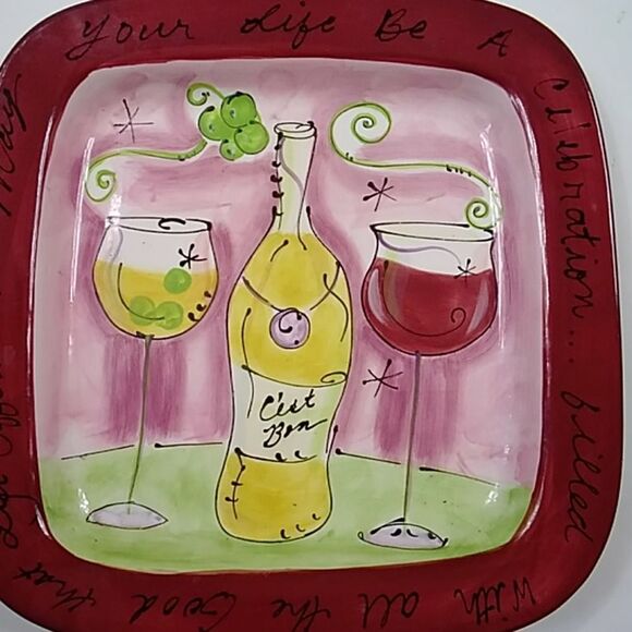 Julia Junkin Hand paired Square Ceramic Art Plate - Picture 1 of 5